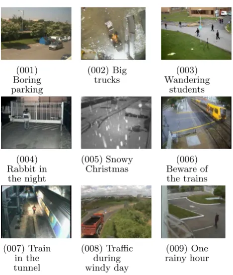 Fig. 7 BMC dataset: example frames of the nine real videos
