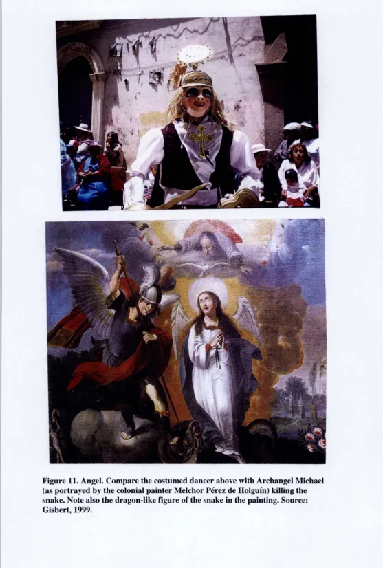 Figure 11. Angel. Compare the costumed dancer above with Archangel Michael (as portrayed by the colonial painter Melchor Perez de Holguin) killing the 