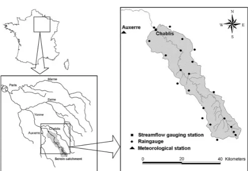 Fig. 2 Location of the Serein catchment in the Seine basin. 