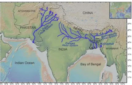 Figure 1.1 – The geography and river systems of South Asia 