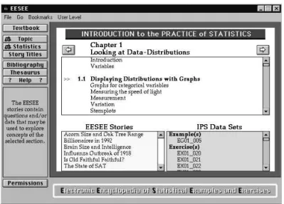 Figure 5. EESEE information for the first chapter from Introduction to the Practice of Statistics.