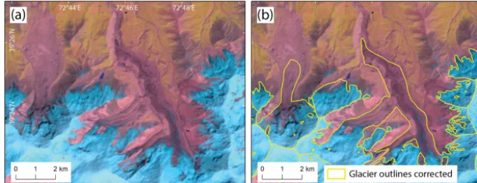 Figure 4. Extensive moraines and large areas of debris can be found on dead ice and active glaciers.