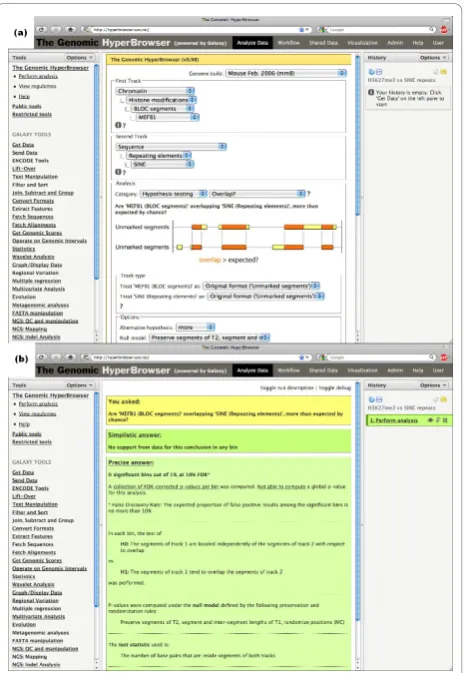 Figure 5 Screenshots of the Genomic HyperBrowserScreenshot of the main interface for selecting analysis options