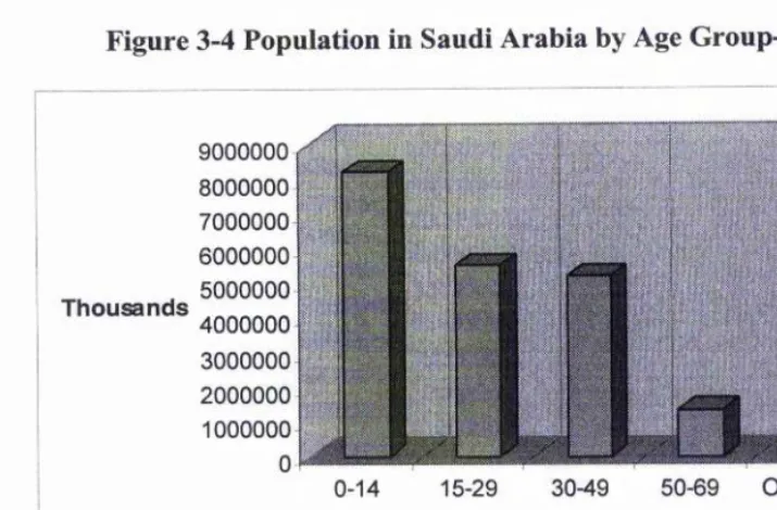 Figure 3-4 Population in Saudi Arabia by Age Group-2001