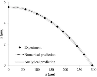 Figure 5. Comparison between experimental data, numerical and analytical solutions of printed 