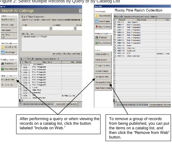 Figure 2: Select Multiple Records by Query or by Catalog List