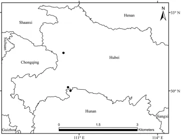 Figure 1. Distribution map of Silene sunhangii. The black dots represent locations of S