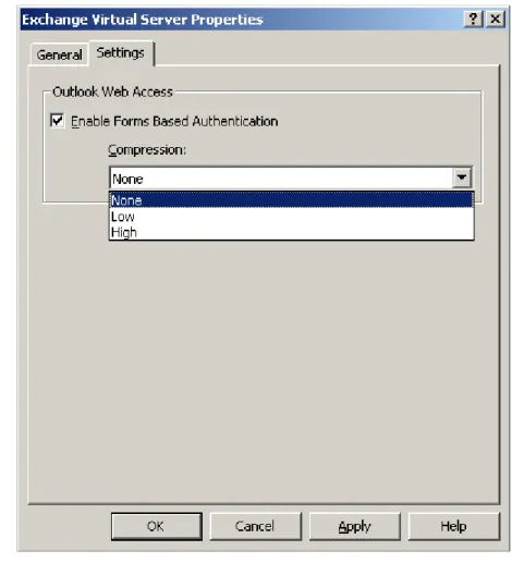 Figure 16: Selecting OWA Compression Level  9  Click Apply, and then click OK. 