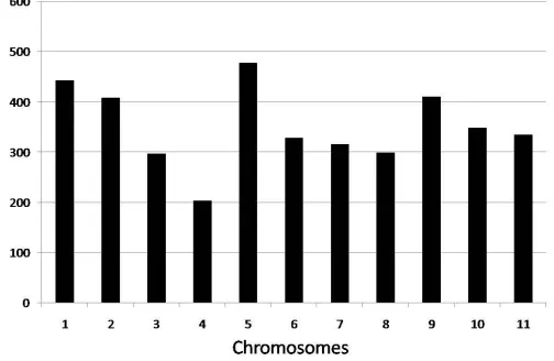 Fig. S1. Distribution of DArTseq based SNP markers on different watermelon chromosomes