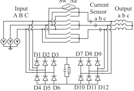 Fig. 1: Circuit Diagram of the Matrix Converter with theClamp Circuit