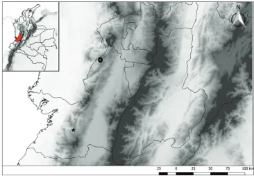 Figure 1. Distribution map of Chlorospatha minima (star) and C. silverstonei (circle).