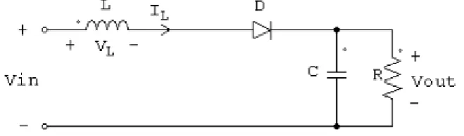 Figure 2.3 indicate the situation of boost converter circuit when switch is opened. 