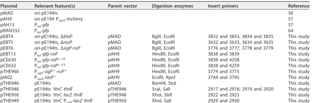 TABLE 4 Plasmids
