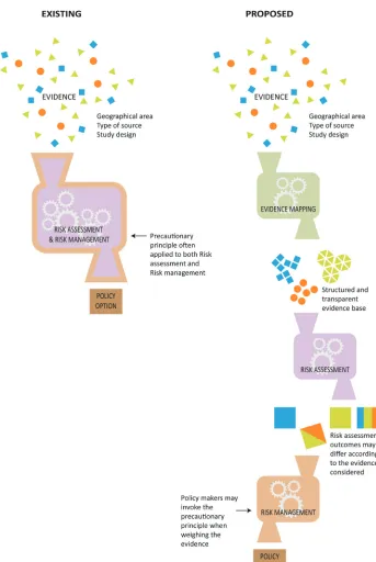 Figure 2. Schematic representation visualizing the main differences between current practices in NNS risk assessment and the framework for evidence mapping proposed here