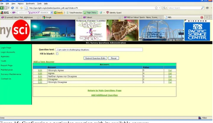 Figure 15: Configuring a particular question with its available answers. 