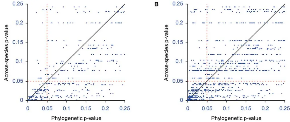 Figure 6. Detecting Contingent Evolution Between Two Proteinsleaving L43 and L43B remaining, and this happens in two species