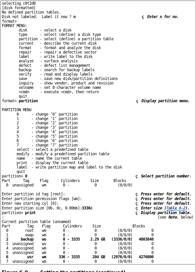 Figure 6-9  Setting the partitions (continued) 