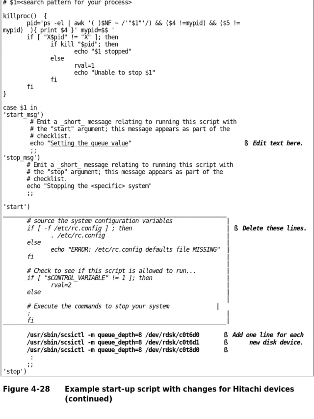 Figure 4-28  Example start-up script with changes for Hitachi devices  (continued) 