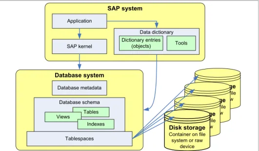 Figure 2-15   Database objects in SAP