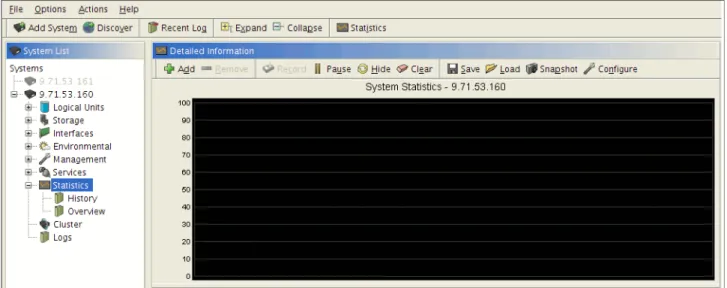 Figure 3-5   Overall view of the performance statistics option in IBM FlashSystem 820 GUI