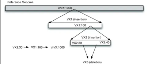 Figure 2complex SV eventsDepiction of the strategy used for assigning genomic coordinates to 