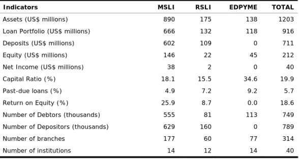 Table 1: Current State of Microfinance Institutions in Peru 