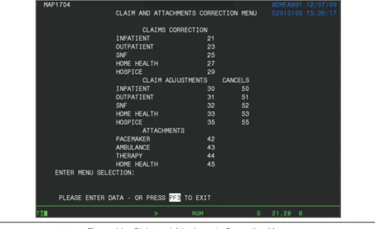 Figure 44 – Claim and Attachments Correction Menu Claim correction allows you to: