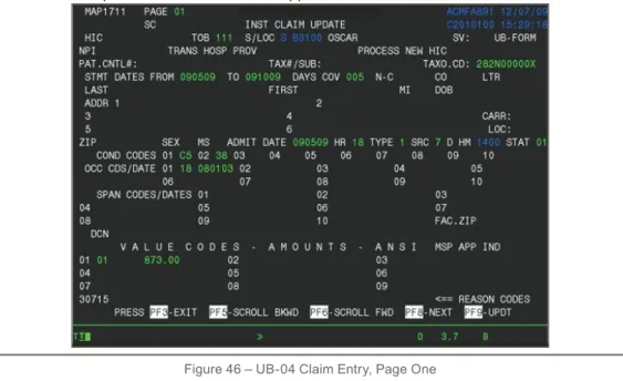 Figure 46 – UB-04 Claim Entry, Page One