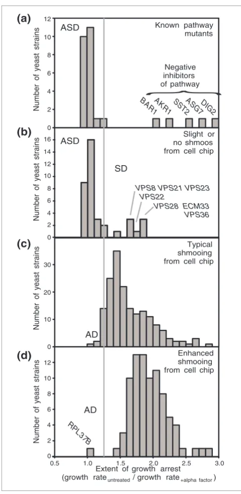 Figure 3 shows that 30 of the 38 reproducible shmoo-defec-These strains were defective in both shmoo formation andAn additional four MAT(see Additional data file 4)