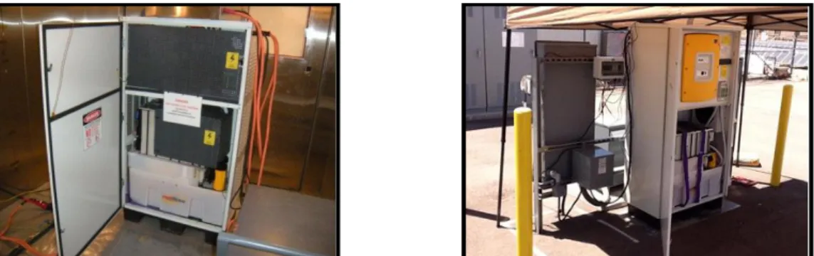 Figure 3: Redflow Zinc-Bromide Battery Module (ZBM) within a System Development Kit (left) and  within a demonstration residential unit R510US (right) 