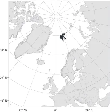 Figure 1. Geographical location of the study site Svalbard (highlighted in black).