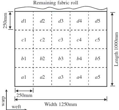 Figure 2. Schematic of the layer positions cut from the sup-plied fabric roll.