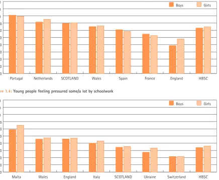 Figure 1.4: Young people feeling pressured some/a lot by schoolwork