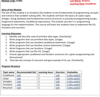 Fig. 7 A screenshot of a module specification as produced by the APELS system