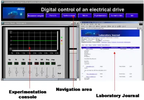 Fig. 1. Example of a Cockpit environment for Web-based experimentation in automatic control .