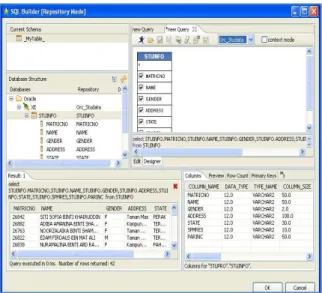 Figure 4: Result from stuinfo (ORACLE DBMS) 