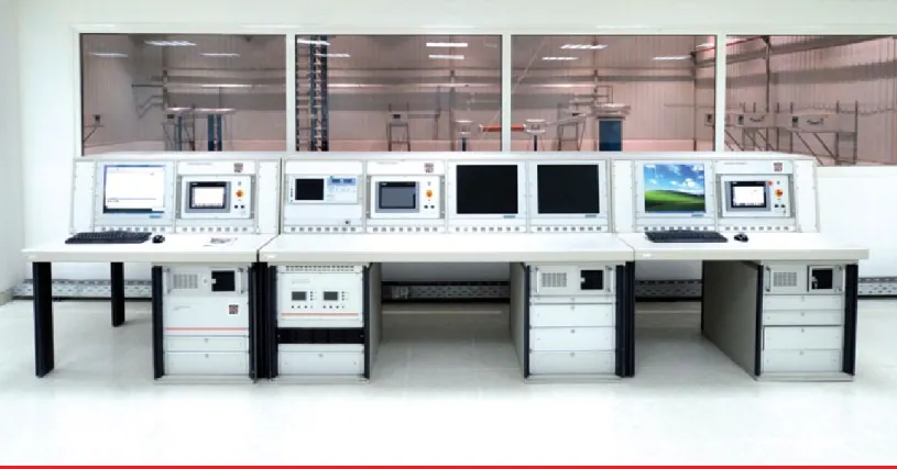 Fig. 7  Control room with operator desks (OD) of a transformer test bay with several high voltage test systems