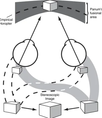 Figure 3-3 shows a three-dimensional cube as a ﬁxation target. Note that the cube lies in front of and behind the 
