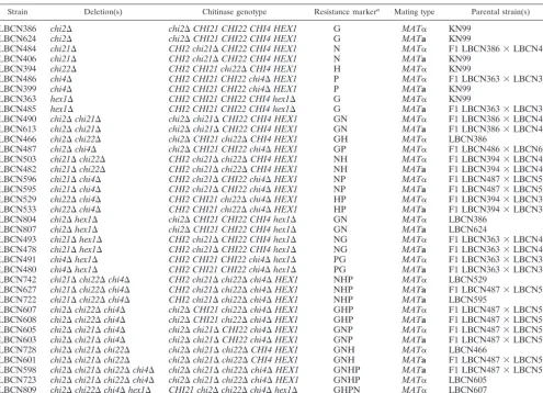 TABLE 1. Deletion strains created in this study