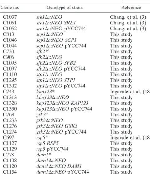 TABLE 1. List of strains used in this study