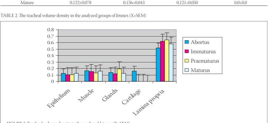 TABLE 2. Th e tracheal volume density in the analyzed groups of fetuses (X±SEM)