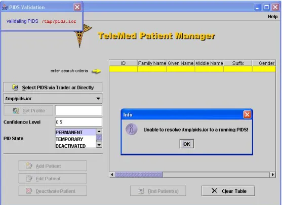 Figure 5. The non-functional PIDS interface