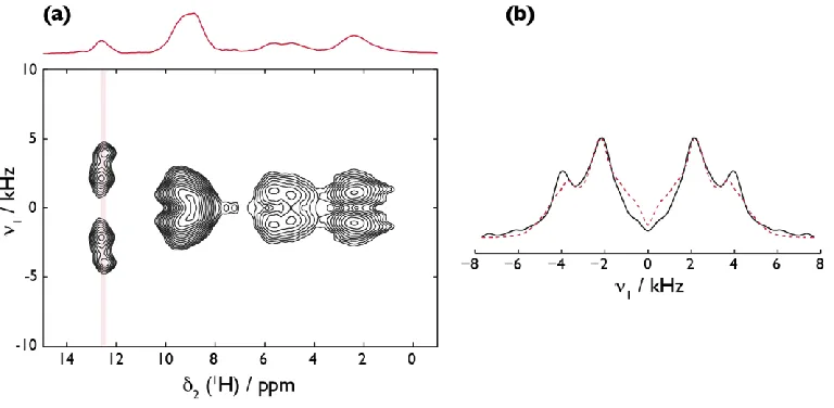 Figure 5. (a) shows a 1H anisotropic-isotropic correlation spectrum of the zirconium phosphonate recorded 