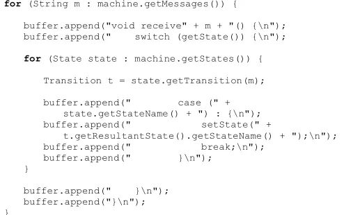 Fig. 17. Generative code for state machine implementation 
