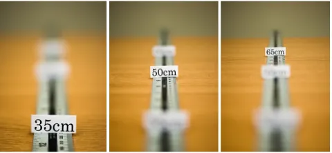 Figure 1: Scene captured using an optical systems with limited DOFfocused on different distances showing the resulting defocus blur.Images c⃝ Michael Mauderer.