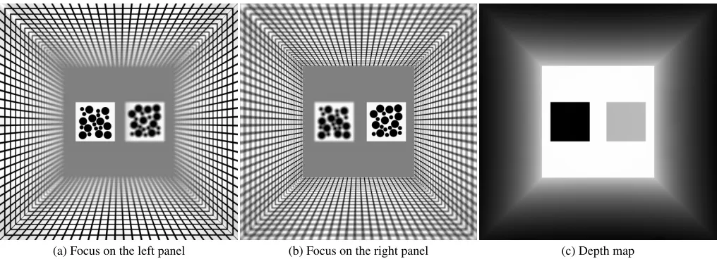 Figure 6: Example of stimuli used in the practice of Experiment 2 and its depth map. The left tile is positioned at 10 %, the right tile at 90 %.
