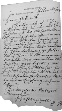 Fig. 5: A German business letter to be translated into English; taken from the Cambridge Com-mercial Certificate German examination, December 1888 (Cambridge University Library, Cam.c.11.51.10)