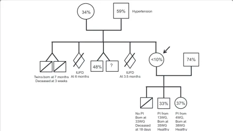 Fig. 2 Patient B placental pathologies over 3 pregnancies with increasing plasma exposure