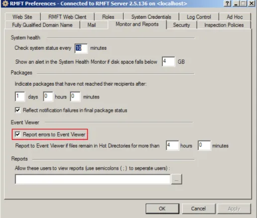 Figure 1: RMFT Sorting and Delivery Errors Reported to Windows Event Viewer 