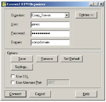 Figure 4: Connection Screen Options 